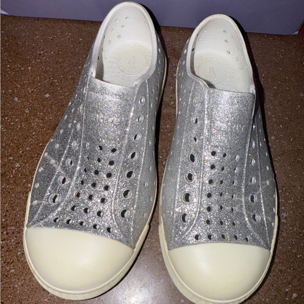 Native Silver Kids Slip-On Sneakers